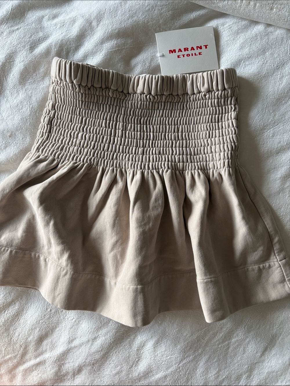 Étoile Marant Smocked Mini Skirt in Beige 38 medium
